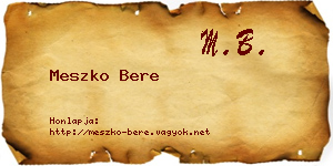 Meszko Bere névjegykártya